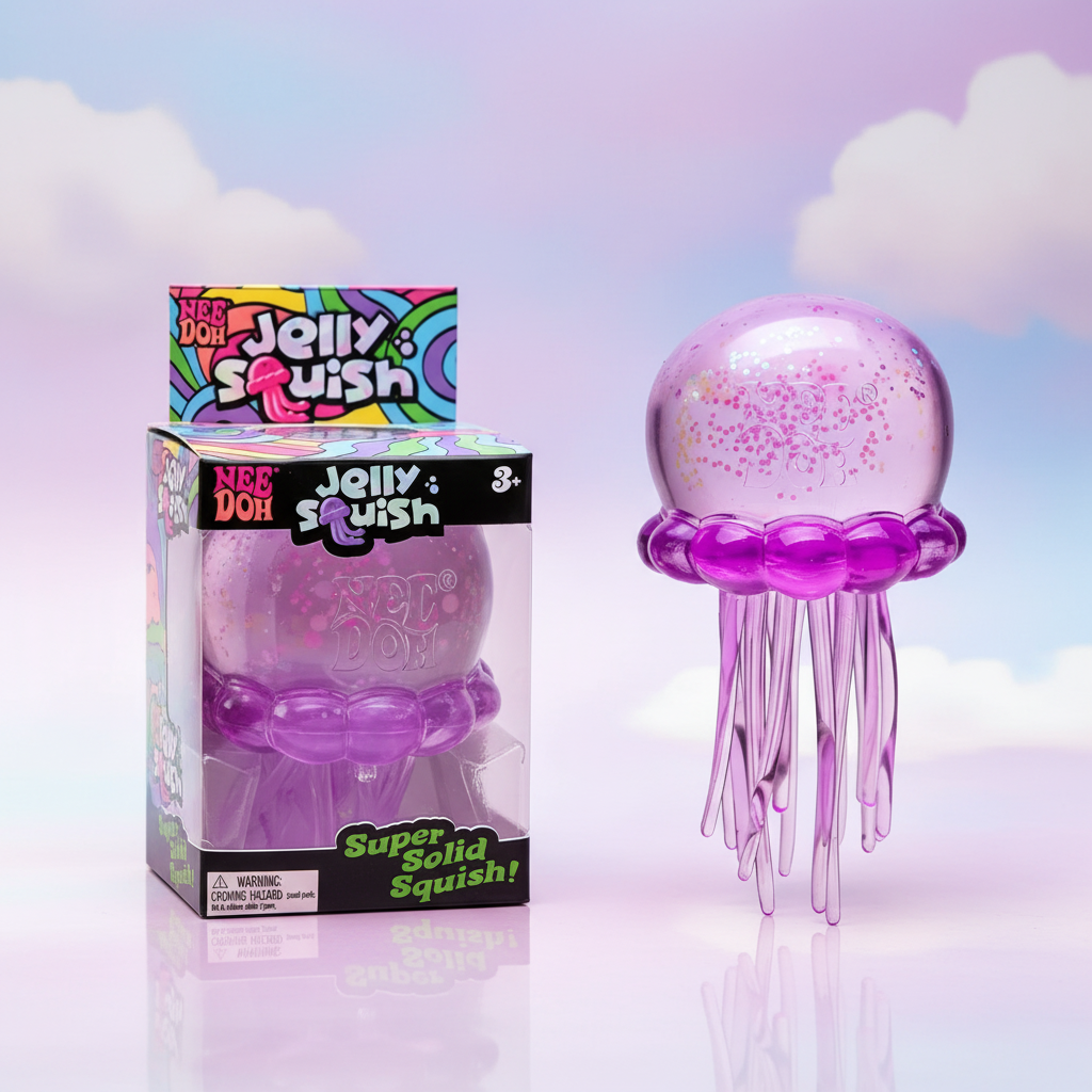 Squishy Méduse Violette - fond nuages pastels