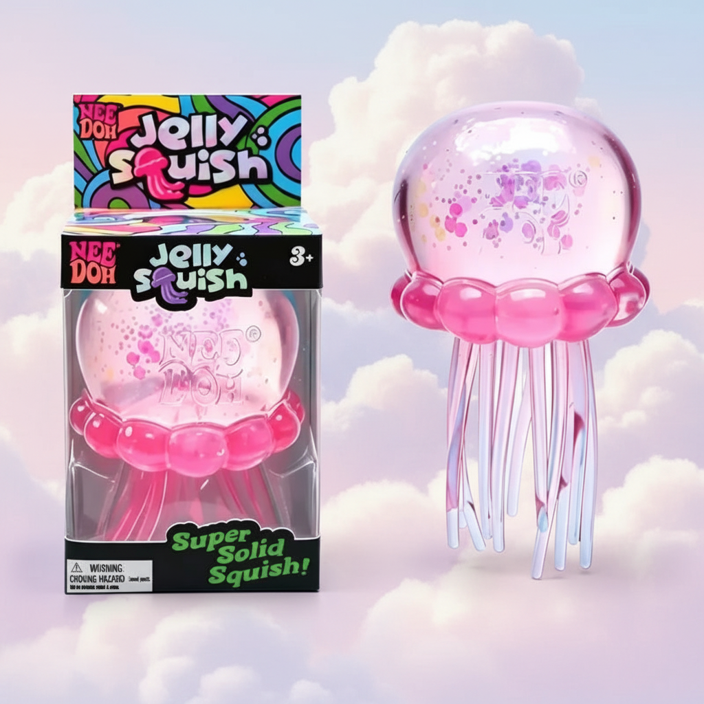 Squishy Méduse Rose - fond nuages pastels